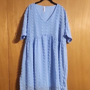 Zenana Outfitters Blue Textured Midi Dress